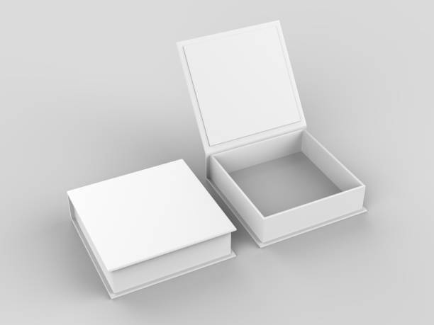 blanco blanco cartón duro regalo o caja de correo mock up plantilla, ilustración 3d. - 3690 fotografías e imágenes de stock