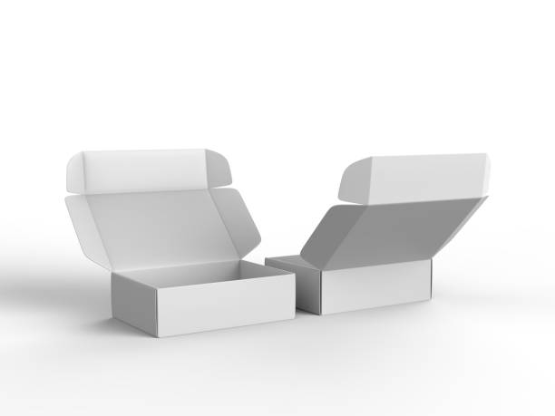 White blank hard cardboard gift or mailer box mock up template, 3d illustration.