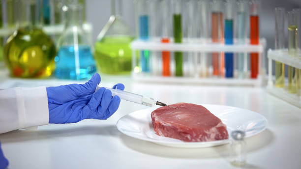 istock Lab worker injecting medication into meat sample, african swine flu analysis 1150510810