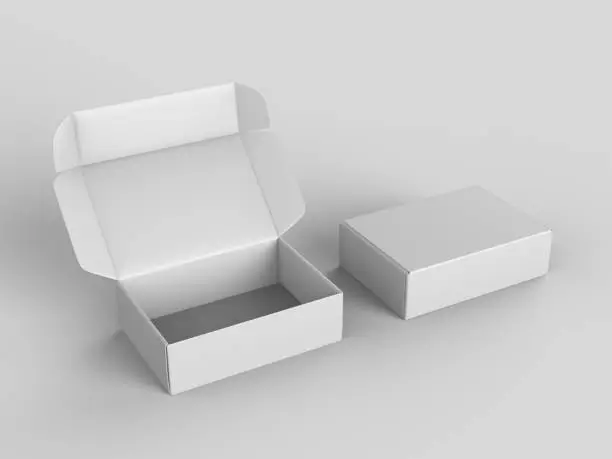 Photo of White blank hard cardboard gift or mailer box mock up template, 3d illustration.