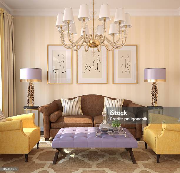 Modern Livingroom Interior Stock Photo - Download Image Now - Apartment, Armchair, Beige