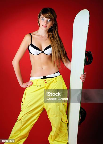 Portait Of Young Snowboarder Woman Stock Photo - Download Image Now - Adult, Adults Only, Athlete