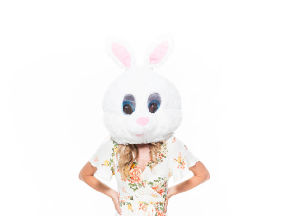 istock Female rabbit in long dress 1150518219