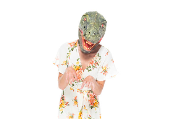 istock Female dinosaur in long dress 1150518394