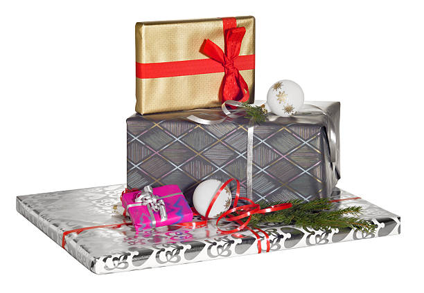 gifts some gifts in white back schenken stock pictures, royalty-free photos & images