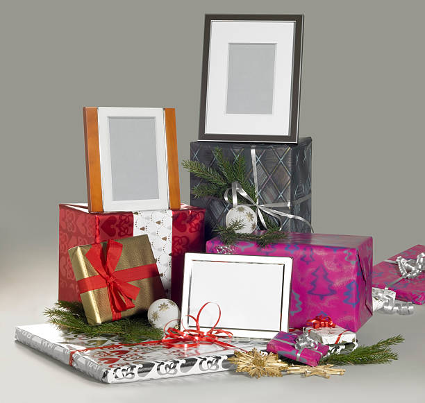 gifts some gifts in grey back schenken stock pictures, royalty-free photos & images