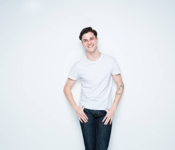 istock Handsome young man wearing a white t-shirt 1150520498