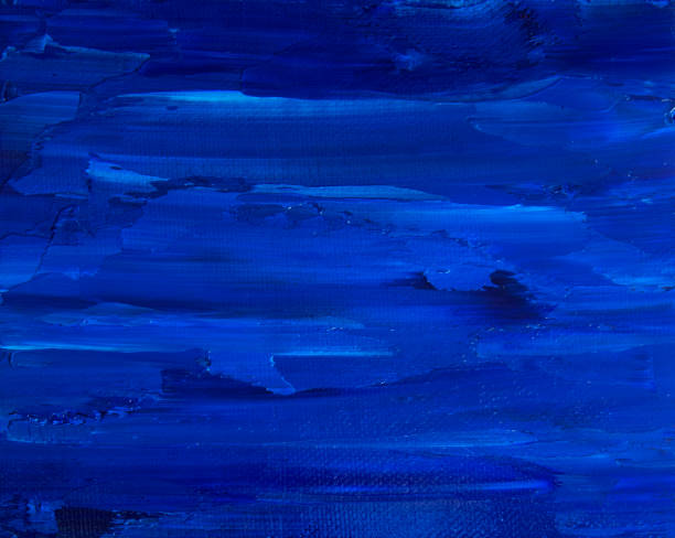 malowane płótno - ciemnoniebieskie fale wodne - oil painting fine art painting abstract brush stroke zdjęcia i obrazy z banku zdjęć