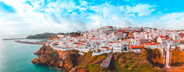 giant panorama about albufeira at portugal stock photo