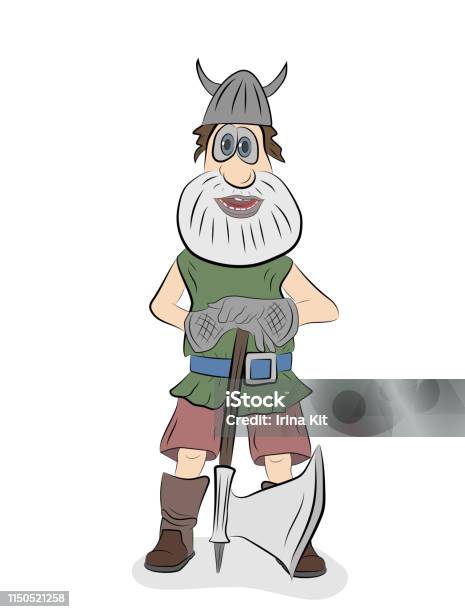 Viking Picture Man With An Ax Vector Illustration Stock Illustration - Download Image Now