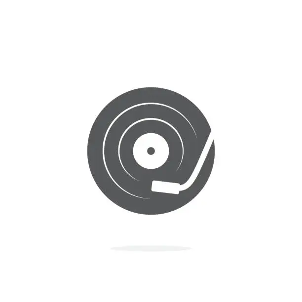 Vector illustration of DJ turntable icon on white background