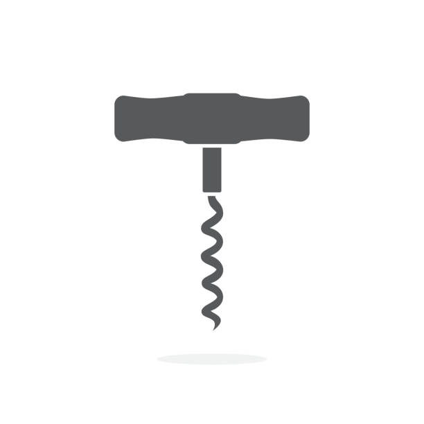 Corkscrew icon on white background Corkscrew icon isolated on white background corkscrew stock illustrations