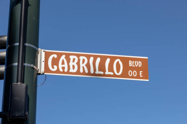istock street name Santa Barbara under blue sky 1150522965