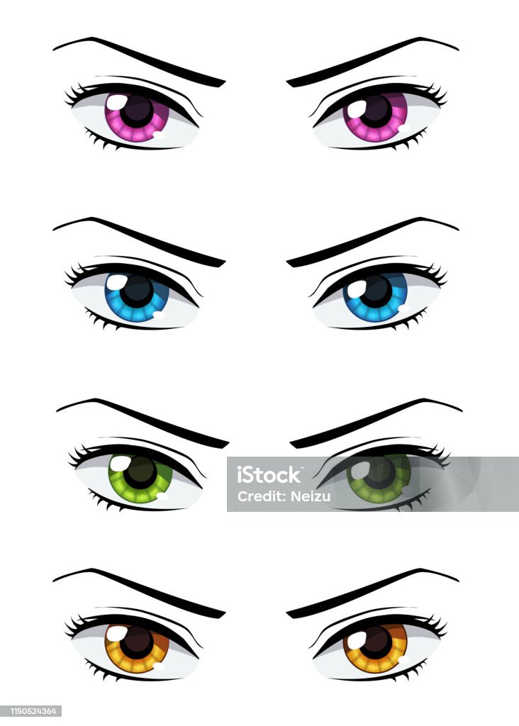 Ilustración de Conjunto De Ojos Estilo Anime y más Vectores Libres de  Derechos de Arte - Arte, Azul, Belleza - iStock