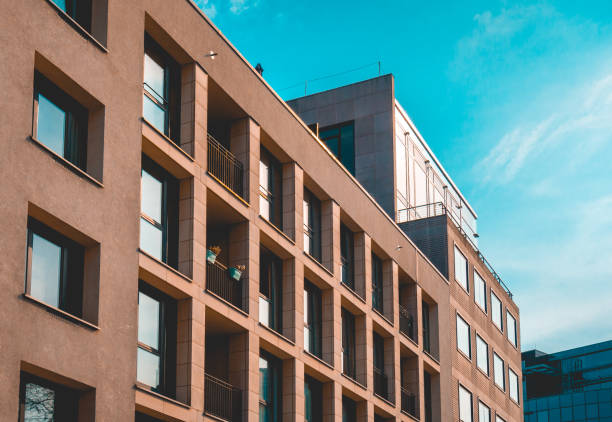 istock apartment building with square formed balcony in futuristic style 1150526178