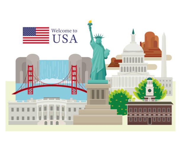 United States of America, USA, Landmarks Famous Place, Travel and Tourist Attraction san francisco flag stock illustrations