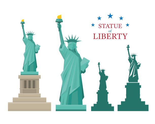 Statue of Liberty, New York United States of America, USA, Landmarks, Travel and Tourist Attraction new york city illustrations stock illustrations