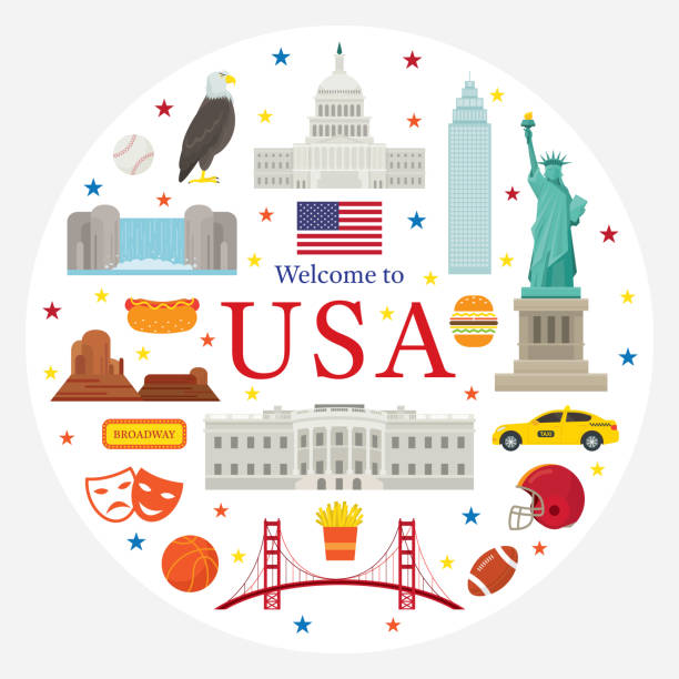 ilustrações de stock, clip art, desenhos animados e ícones de united states of america, usa, objects label - new york canyon