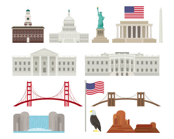 ilustrações, clipart, desenhos animados e ícones de estados unidos da américa, eua, objetos - golden gate bridge bridge san francisco county vector