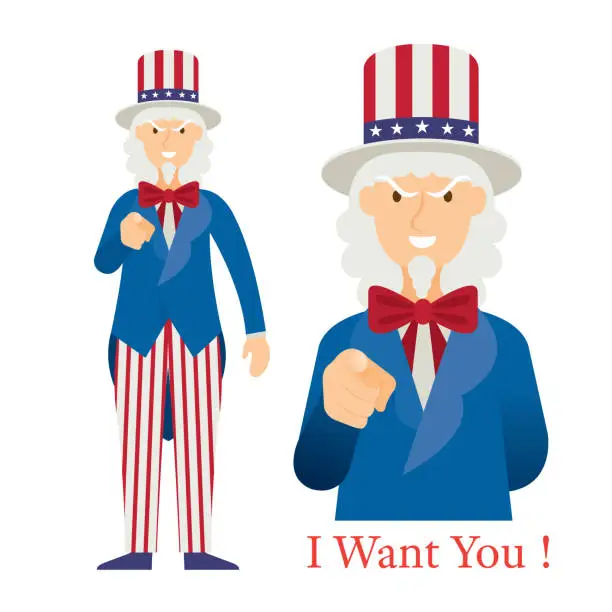 Vector illustration of Uncle Sam Want You