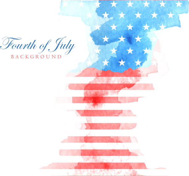 ilustrações, clipart, desenhos animados e ícones de bandeira americana abstrata da aguarela - american flag fourth of july watercolor painting painted image