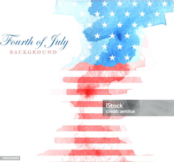 Watercolor Abstract American Flag Stock Illustration - Download Image Now - American Flag, Backgrounds, Watercolor Painting