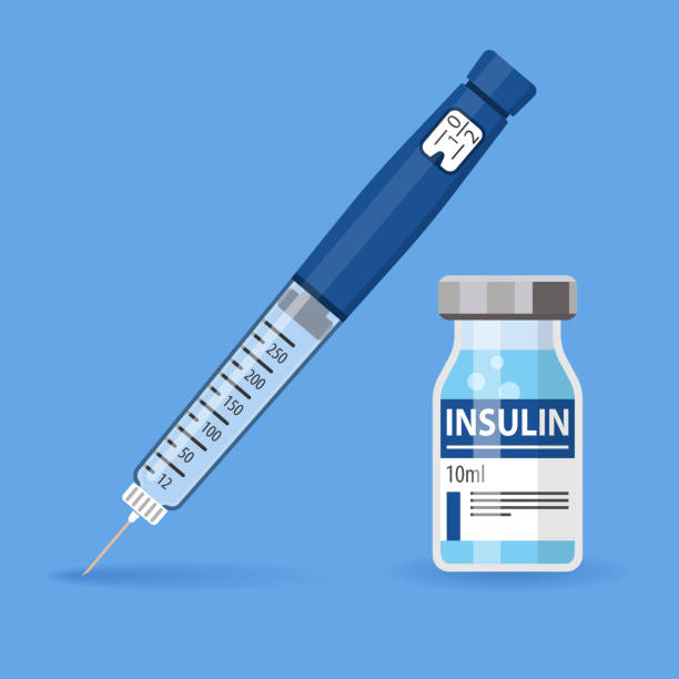 ilustrações de stock, clip art, desenhos animados e ícones de diabetes insulin pen syringe and vial - syringe vaccination vial insulin