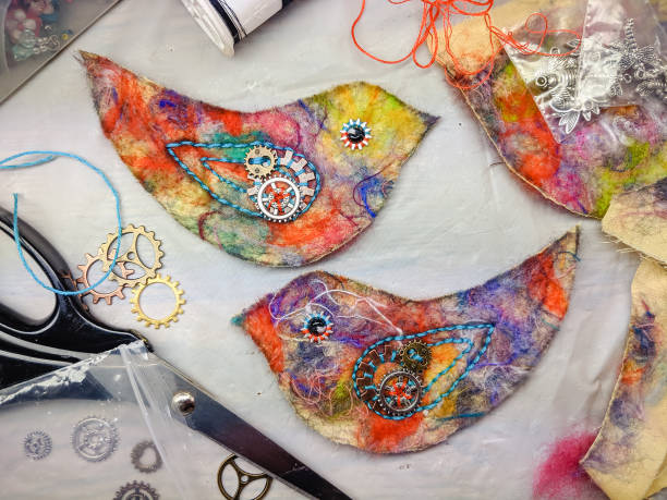 istock Process of hand made sewing project of bird decoration. 1150532002