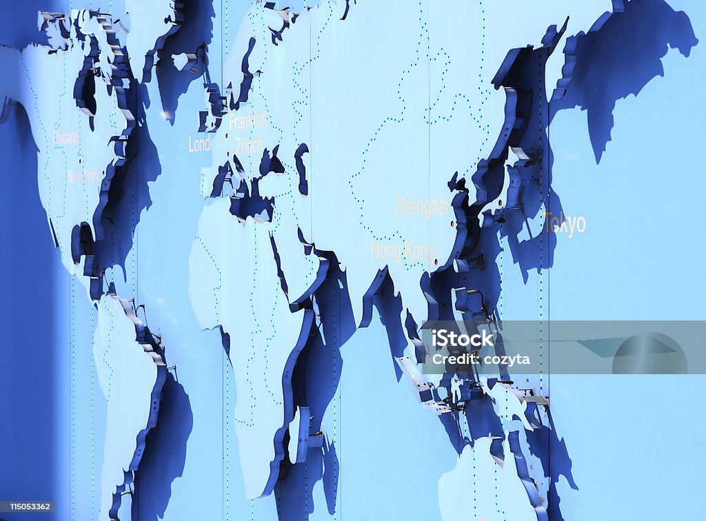 Carte du monde en bleu - Photo de Contour libre de droits