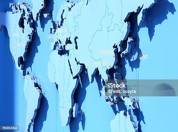 Foto de Mapamúndi Na Azul e mais fotos de stock de Contorno - Contorno, América do Norte, América do Sul