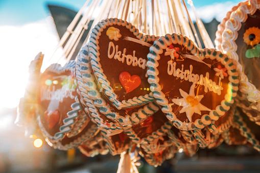 Traditional Gingerbread hearts at the Beer Fest, Munich, Germany
