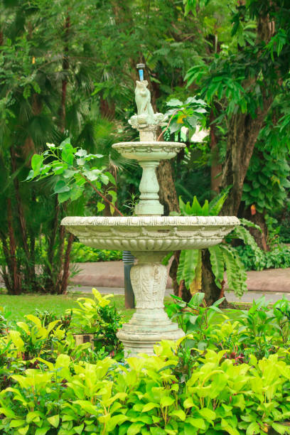 istock Old white fountain in the park 1150536658
