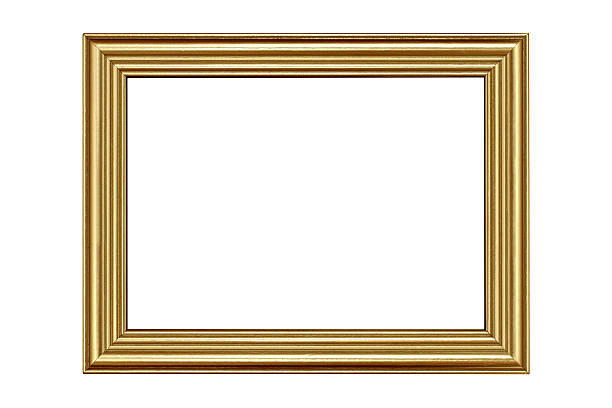 istock Gold plated wooden frame isolated on white 115053756