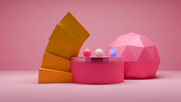 istock Abstract concept with geometrical shapes with vibrant colors. 3d illustration 1150540340