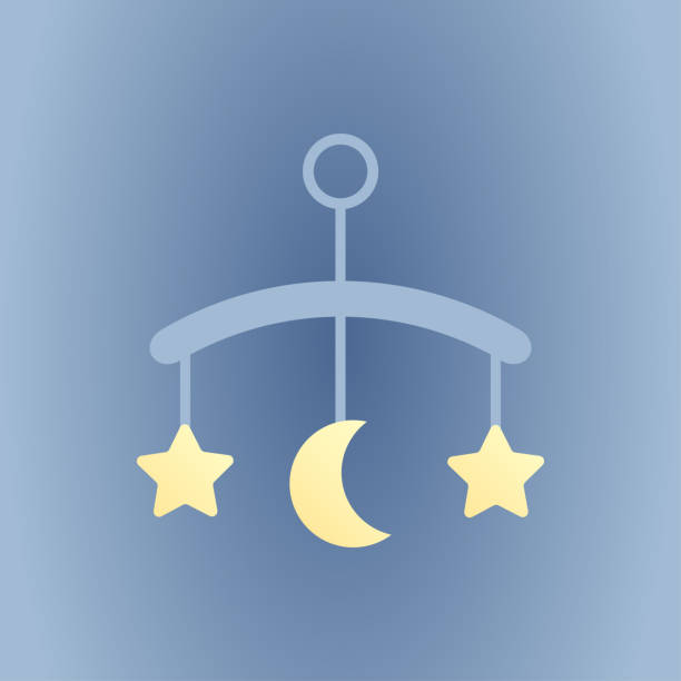 istock Icon hanging toy for the crib. Vector illustration in flat design on blue background. - Vector 1150544115