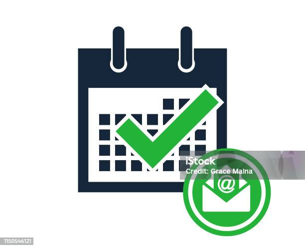 Simple Calendar Month Counting Days Of The Week Reminder With Email Icon Stock Illustration - Download Image Now