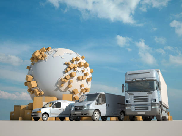 trasporti su strada - moving van truck loading delivery person foto e immagini stock