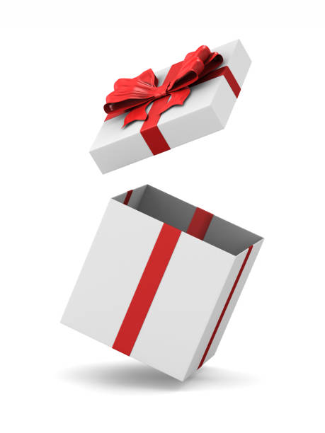 istock open white gift box with red bow on white background. Isolated 3D illustration 1150549683