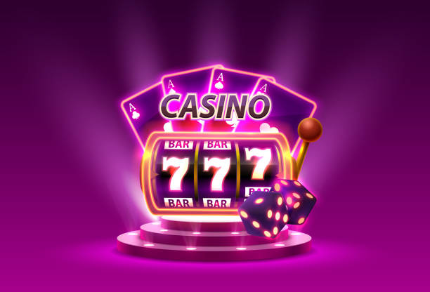 in Casino slots 777 banner winner, scene podium. Vector illustration jackpot stock illustrations