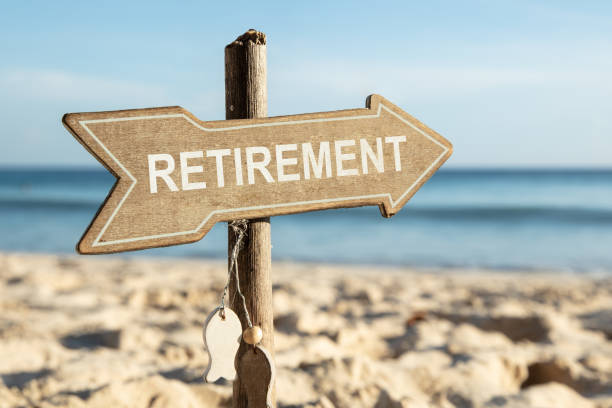 istock Retirement Directional Sign On Beach 1150556688