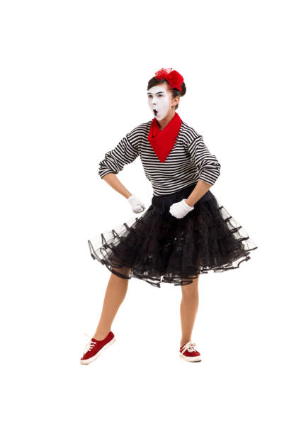 istock mime woman artist looking at camera 1150560179