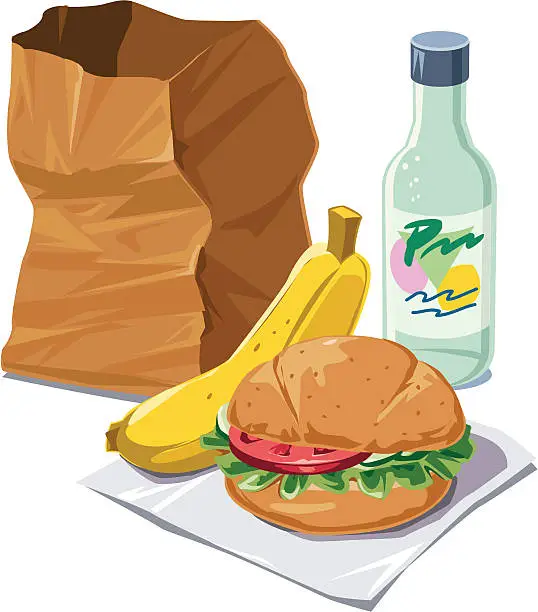 Vector illustration of Brown bag lunch