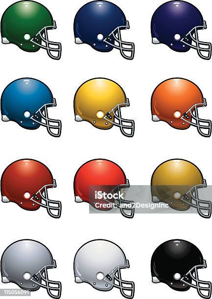 Capacetes De Futebol Americano - Arte vetorial de stock e mais imagens de Capacete - Capacete, Capacete de desporto, Desporto