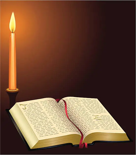Vector illustration of Good book and candle