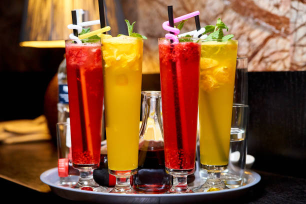 istock Cold bright cocktails on a tray. 1150563347