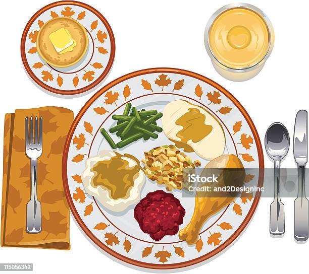 추수감사절 식사 추수감사절에 대한 스톡 벡터 아트 및 기타 이미지 - 추수감사절, 접시, 저녁 식사