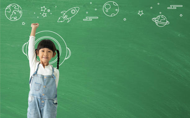 istock A little asian girl happy smiling  imagination with learning science technology. 1150563571