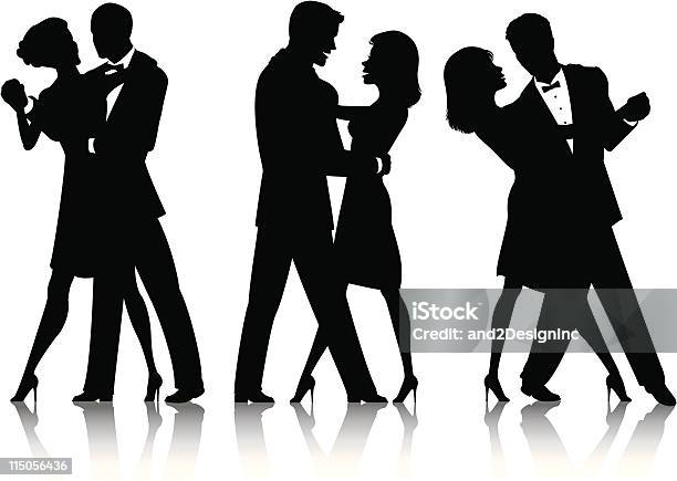Ballroom Dance Silhouettes Stock Illustration - Download Image Now - Dancing, In Silhouette, Couple - Relationship