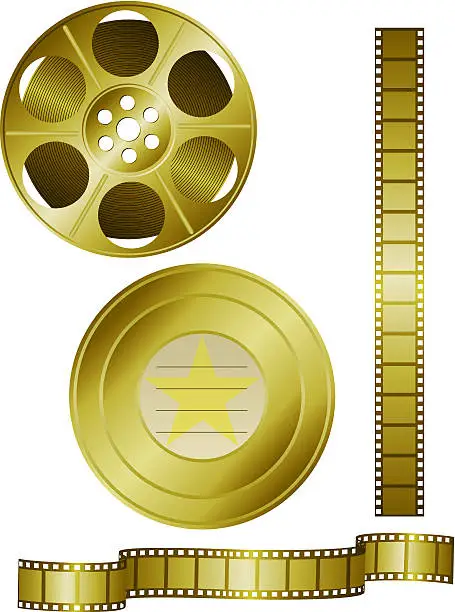 Vector illustration of Gold movie reel art
