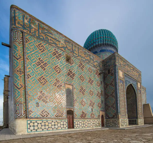 Photo of Ancient Mosque at Sunset, Mausoleum of Khoja Ahmed Yasawi, Turkestan, Kazakhstan